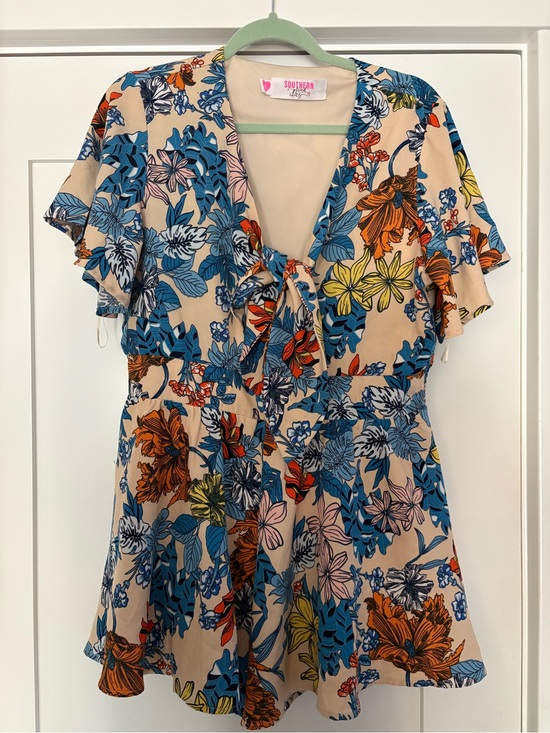 southern fried chics Pants - Floral, tie front romper